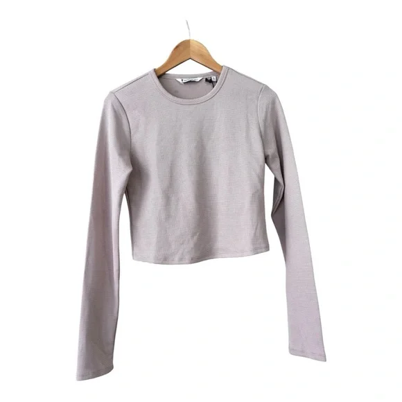 American Tall Cropped Long Sleeve Waffle Shirt for Tall Women DESERT ROSE Size S - Picture 8 of 13